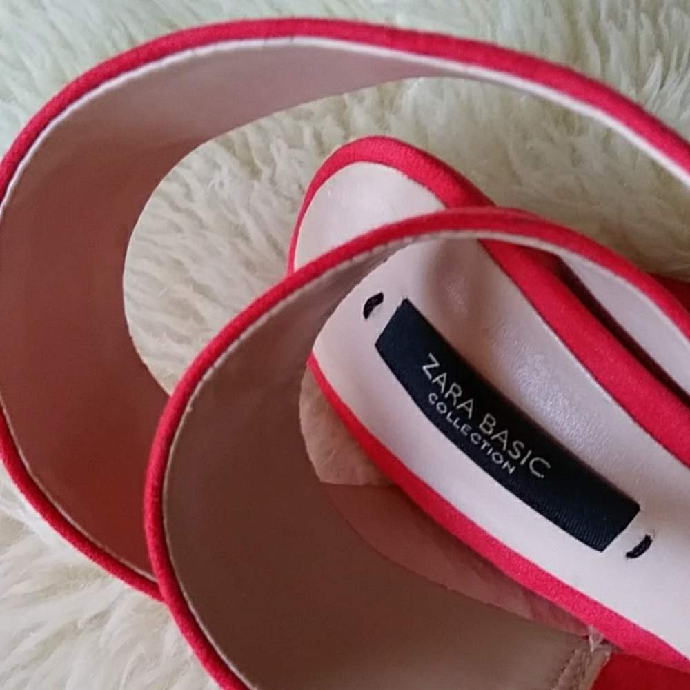 ZARA Basic Collection Red Peep Toe Heels